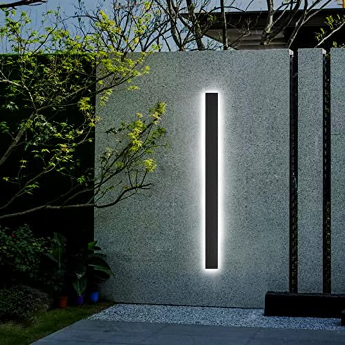 Außenlampe Wand LED Wandleuchte Aussen Lichtleiste Kaltweiss Schwarz Metall Acryl IP65 Wasserdicht Up Down Wandlampe Innen Aussenleuchte Bad-Lampe Deko Schlafzimmer Wohnzimmer Wandbeleuchtung,150cm