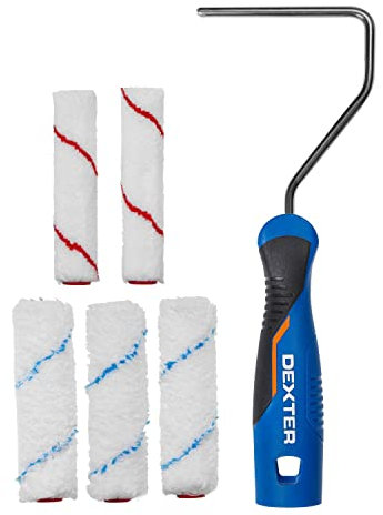 DEXTER - Lot de 5 Mini Rouleaux à Peinture et Poignée - Multi-Usages - Petit Rouleau - L.110 mm