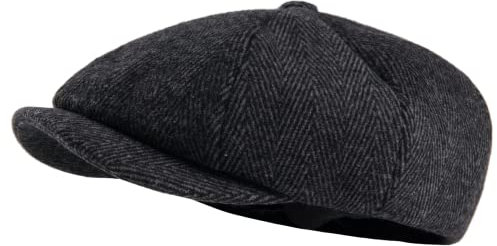 GEANBAYE Newsboy Cap Peaky Baker Flat Caps for Men Women(Black)