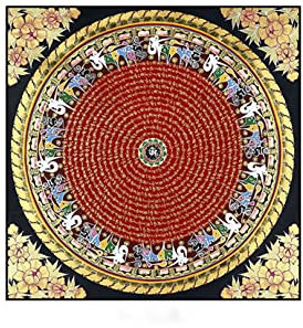Wheel of Life Tibetischer Thangka Wandteppich Malerei Mandala Mudra Crafts Thangka Wandbehang Für Yoga Schlafzimmer Dekoration (Color : Rresin Frame, Size : 50x50cm)