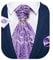 DiBanGu Paisley Krawatte für Herren, 4 Stück gewebte Ascot-Krawatte, Einstecktuch, Manschettenknöpfe mit Krawattenring-Set, Violett 2090, Einheitsgröße