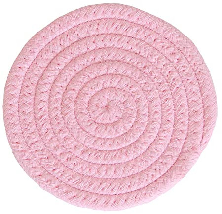 Haloppe Dessous de verre tissé à la main pour tasse chaude - Tapis d'isolation fait à la main pour bar - Rose - 12 cm