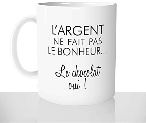 Mug-Cadeau Le Chocolat - Tasse Café Thé Idée Cadeau Original Argent Bonheur Gourmand Gâteau - Noël Anniversaire