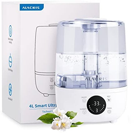 ALACRIS Smart Humidifier 4L Bedroom Baby Room, Cool Mist Humidifier with Constant Humidity, with LED Display, Ultra-quiet Operation below 30dB, 4L Large Capacity Up to 30H 30 ㎡ (Upgraded)