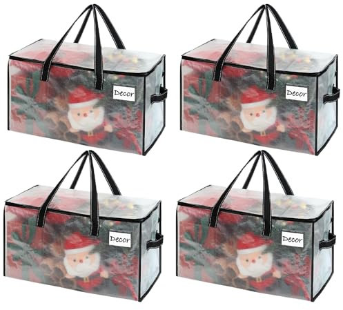 VENO 4 Pack Extra Large Moving Bags,Clothes Storage Bags for Blankets Bedding,Moving House Essentials,Waterproof Underbed Storage Packing Boxes,Laundry Bags Organiser (Clear, 4 Pack)