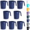 Berglander Set di tazze da caffè in plastica blu di 8 x 450ml, bicchieri con manici, tazza d'acqua riutilizzabile, facile da trasportare, ideale per casa, giardino, picnic, campeggio