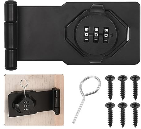 QUARKZMAN Password Chiusura Serrature, Armadio Porta Combinazione Serratura, 90 Laurea Fienile Porta Serratura Chiusura per Piccole Porte, Armadi, Fienile Porta, Bagno, Nero