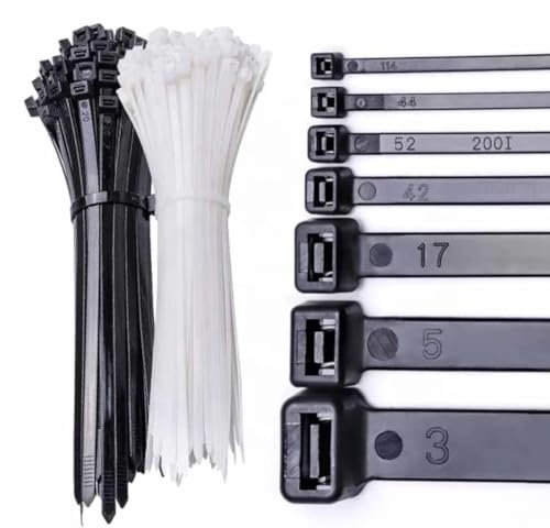 Profi Kabelbinder aus Nylon in schwarz/weiß 100 Stück verschiedene Größen - extrem Zugfest (L 450 mm x B 9 mm, schwarz)