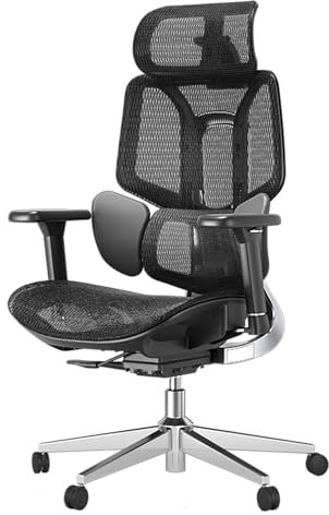 Hbada E3 Air Bürostuhl Ergonomisch, Schreibtischstuhl - mit 3-Zonen dynamischer Lendenwirbelstütze, 3D verstellbare Kopfstütze, 3D verstellbare Armlehnen, Computerstuhl, Schwarz