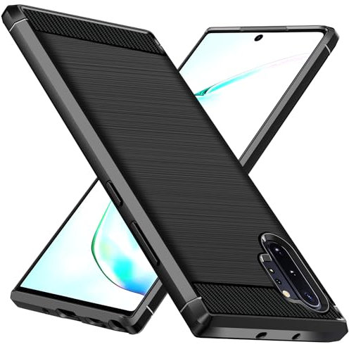 ivoler Silikon Hülle für Samsung Galaxy Note 10+ / Note 10 Plus 4G / 5G, [Militärischer Schutz] Stoßfest Handyhülle, Dünne Weiche Flexible TPU Kratzfest Schutzhülle Anti-Fingerabdruck Case, Schwarz