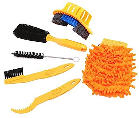 Yardwe Mountain Road Bike Cleaning Accessories 6 Piece Chain Cleaner Kit Tire Brush Wheel Brush Sprocket Cleaning Tools Mitts Multipurpose Utility