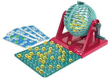 LOVIVER Juego de Bingo Familiar Juego de lotería de Bingo Juego de Bingo de manivela clásico, Bolas de Bingo con Jaula para Viajes, Bar, Fiesta Familiar