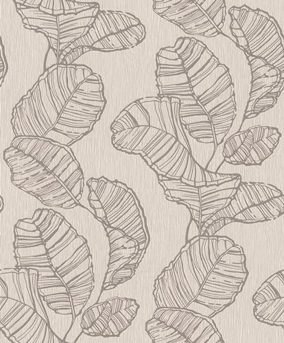 Rasch Tapeten 822632 - Vliestapete mit Blättern in Beige aus der Kollektion Color your life - 10,05 m x 0,53 m (LxB)