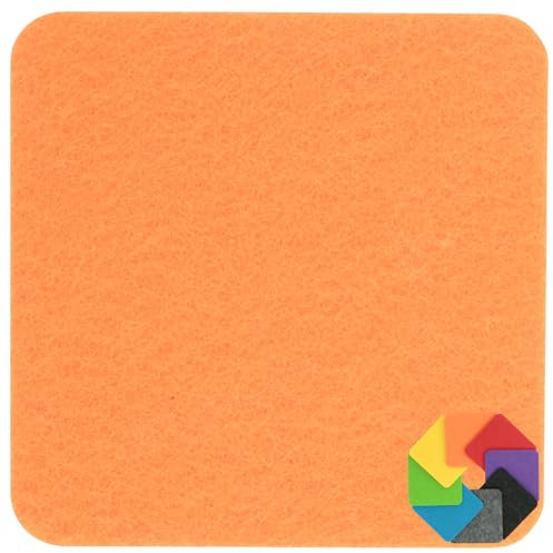 Design Filz Untersetzer eckig - 15x15cm in orange für Glas, Getränke, Bar, Tasse, Vase