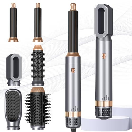 6 in 1 Air Styler Set, 200 Million Lonen Haarstyler mit 1000W Haartrockner, Warmluftbürste, Rundbürste, Föhnbürste, Automatischem Lockenwickler, Glättbürste, Hairstyler für Alle Haartypen