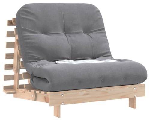 vidaXL Futon Schlafsofa mit Matratze, Bettsofa mit verstellbaren Rückenlehne, Schlafcouch für Wohnzimmer Schlafcouch, Klappsofa, Massivholz Kiefer