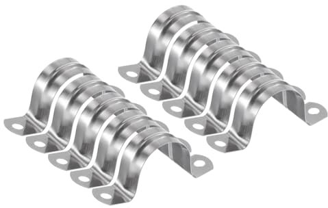 sourcing map 20pcs 1 3/16 Inch 30mm Conduit Clamps, M30 U Tube Pipe Clamp, Stainless Steel Rigid Pipe Strap, U Shaped Bracket with Two Hole for Pipe Tube Hose Wire Cord Fixing