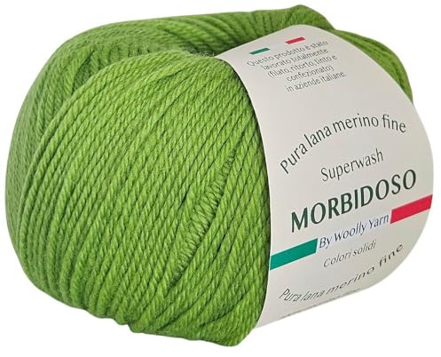 Knäuel aus 100% einlauffreier Merinowolle, zum Häkeln und Stricken, Babywolle, solide Farben, 50g 150 Meter, für Decken, Bekleidung und vieles mehr (Pistazie 130)