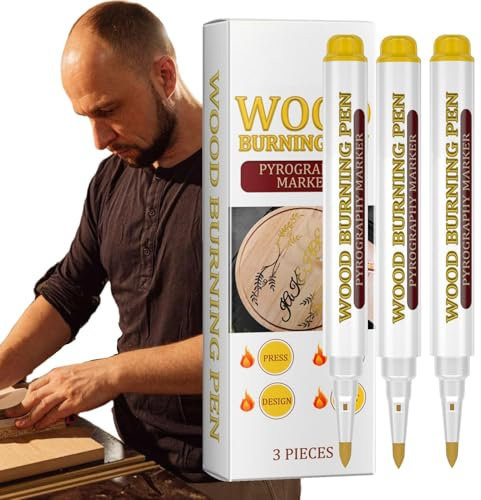 Rotulador de madera para quemar madera, pluma para quemar madera, lápiz para trabajar la madera para dibujar, herramienta multifuncional para trabajar la madera para tilo, abedul, álamo y nogal