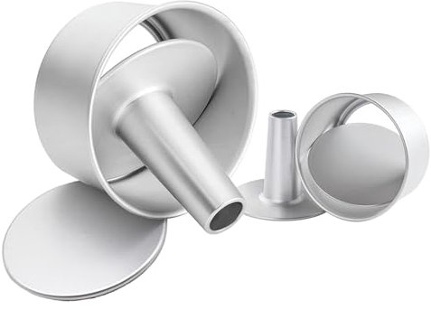 Auddemg Runde Kuchenform mit Flach- und Rohrboden (Ø 15 cm + 20 cm), Backformen-Set aus eloxiertem Aluminium mit Antihaftbeschichtung, 2 Böden, silber