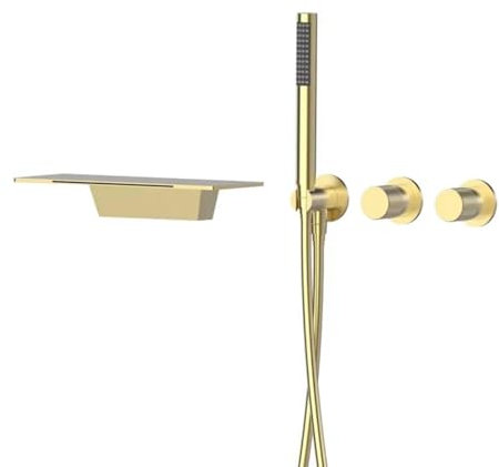 Robinet Encastrable Baignoire Cascade Or Brossé Mitigeur Douche 2 Sorties Robinet Douche pour Baignoire