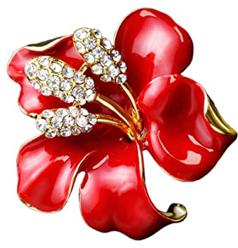 Holibanna Broche Femme Forme De Rose Épinglette Rouge Pour Costume Et Décoration Pour De Fête Mères