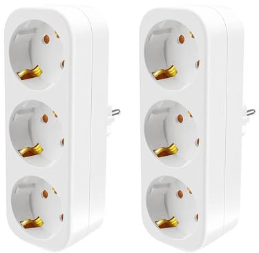 CILIA 1 Pezzo Adattatore Multipresa Tripla 3 in 1 3680W 250V 16A Universale Schuko Bianco 1 Pezzi