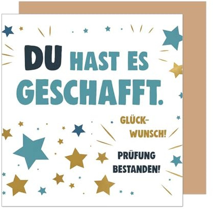 Edition Seidel Premium quadratische Glückwunschkarte zur bestandenen Prüfung mit Umschlag. Grußkarte Karte mit Spruch Abschluss Abitur Studium Bachelor Master Mann Frau Jugendliche (PRQ103 SW025)