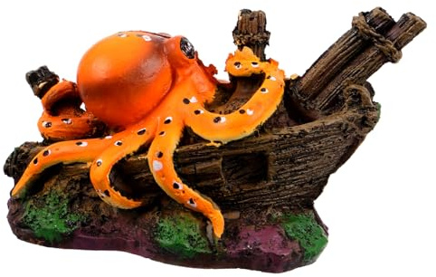 BESPORTBLE Oktopus-Ornament Aus Kunstharz Aquarien-u-Boot-Dekorationen Krake Aquarium Oktopus-Aquarium-Ornament Aquarienpflanzen Aus Seide Oktopus-Figur Aquarienlicht Kunstharz