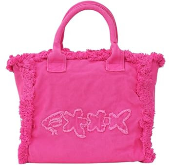F**K Borsa mare fucsia da donna con bordi sfrangiati e logo UNI