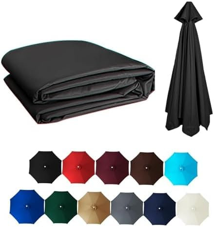 YZTTCD Fundas de Repuesto Para Sombrilla, Tela de Repuesto Para Sombrilla, Resistente A La Decoloración, Protección Uv, Ideal Para Terraza, Piscina Y Playa, Color Negro, 6 Varillas: 2 M/6,5 Pies
