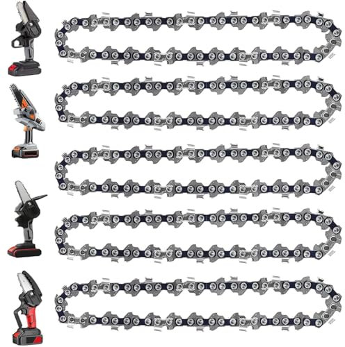 5 Stück 10,2 cm Mini-Kettensägekette für Stihl GTA 26, 4 Zoll Ersatzketten für schnurlose elektrische tragbare Mini-Kettensäge zum Schneiden von Holzzweigen (28 Treibglieder)