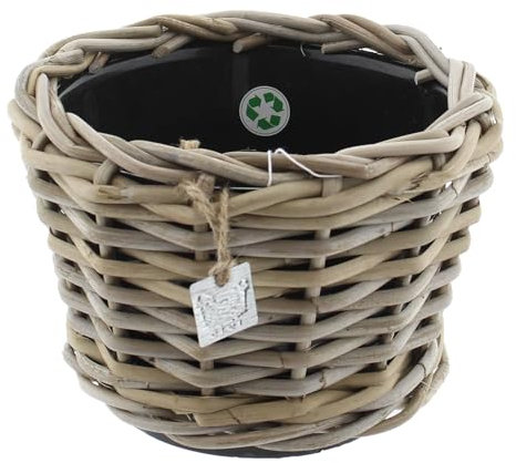 Klocke Dekorationsbedarf Rattan Pflanzkorb/Pflanzgefäß/Terassenkübel mit Einsatz (⌀ D 24 cm H 18 cm)