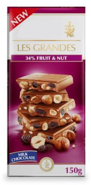 3 x Lindat Les Grandes Chocolate Bar with 34% Fruit & Nut 150g