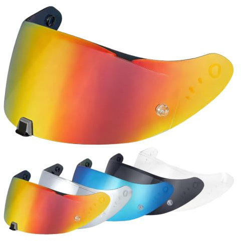Helmvisier für EXO 520 1400 R1, Motorradhelm Visier,UV Schutz Helmvisier,Motorrad Windschutz Helm Objektiv Visier.Motorradhelm Visier Ersatz (Rot)