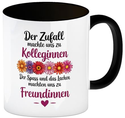 Beste Kollegin Kaffeebecher in schwarz mit Spruch nicht nur Kolleginnen sondern Freundinnen Lustige Tasse für Büro - ideales Kolleginnengeschenk