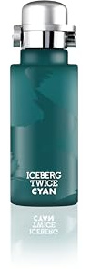Iceberg Twice Cyan 125 ml, Eau de Toilette Herren | Holzig-aromatische Noten, Cyanfarbener Flakon aus satiniertem Glas mit silbernem Deckel, Pop-Design der 70er- und 80er-Jahre