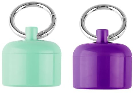 Tabanzhe 2 Pcs Mini Travel Jewellery Box Portable Ring Storage Case with Keychain Protective Sponge for Rings Earrings Necklace, Compact Jewellery Holder for Sports Gym Purse(Green+Purple)