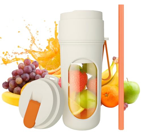 Portable Blender – Fresh Juice Blender,450ml BPA-Free Cup, 2 Lids, USB-C Rechargeable,1500mAh Battery – Travel Blender for Smoothies, Shakes,On-the-Go (Fresh Orange)