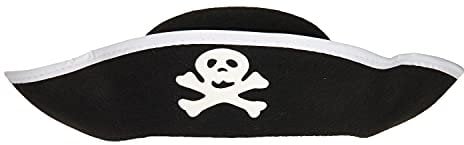 Boland 81909 - Hut Pirat, für Kinder, Dreispitz, Seeräuber, Kapitän, Freibeuter, schwarz, Totenkopf, Karneval, Fasching, Mottoparty, Halloween, Verkleidung, Kostüm, Theater
