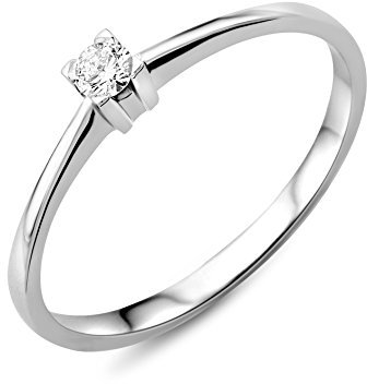 Miore Ring Damen Solitär Verlobungsring Weißgold 18 Karat / 750 Gold Diamant Brilliant 0.07 ct