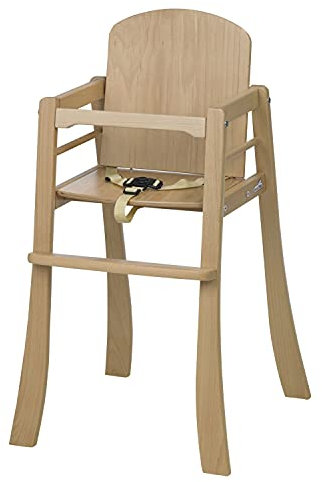 Geuther Hochstuhl MUCKI, Kinderstuhl (Baby Hochstuhl mit massivem Bauchbügel und Trittbrett, stabiler 3-Punkt Sicherheitsgurt, einfach zu reinigen und stapelbar, klares Design), Natur