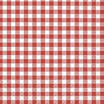 Home Fashion 111211 Tissue Servietten, Kariert, Rot, 25 x 25 cm, 3-lagig, je 20 Stück/Pack