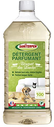 SANITERPEN - Détergent Parfumant Bouquet des Landes - Spécial Animaux de Compagnie - Tout Type de Sols et Surfaces, Parfum Longue Durée, Jusqu’à 100 Lavages - Fabrication Française - Flacon 1 L