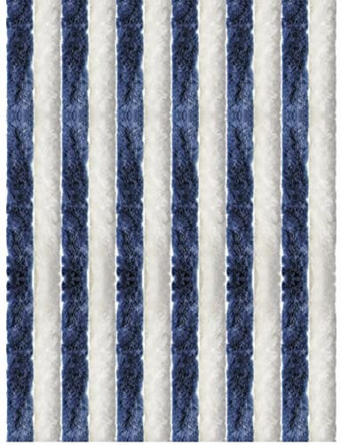 Arsvita Flauschvorhang 90x220cm (Dunkelblau-Weiß), Perfekter Insekten- und Sichtschutz für Ihre Balkon- und Terrassentür, viele Farben