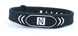 NFC Armband, geeignet für Kontaktdaten, Messe, Sport, 924 Byte (NTAG 216), wasserfest, schwarz, verstellbar