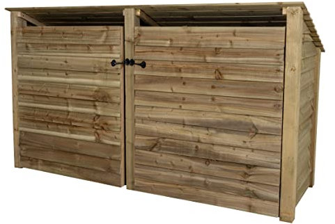 Arbor Garden Solutions Wooden log store 4ft with doors (W-227cm, H-126cm, D-88cm) (Without kindling shelf (Roof sloping back), Natural (Light green))