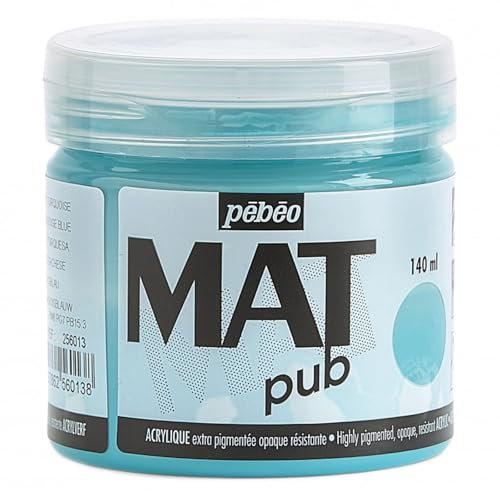 Pébéo - Mat Pub – Peinture Acrylique Extra Fine et Extra Mate - Bleu turquoise -140ml