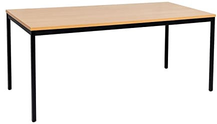 furni24 Schreibtisch-Stahl 200x80x75cm, Buche, TÜV/GS-Einfache Montage, Arbeitstisch, Bürotisch, Küchentisch, Esstisch, Druckertisch Büro-Möbel Arbeitszimmer Computertisch Gaming-Tisch Mehrzwecktisch