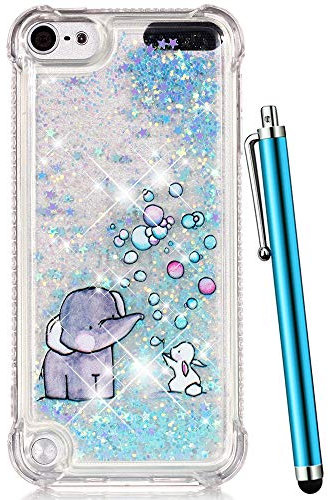 CAIYUNL Schutzhülle für iPod Touch 7, 6 und 5, Glitzer, flüssig, Glitzer, niedlich, transparent, weiches TPU, für Mädchen und Frauen, Kinder, Schutzhülle für iPod Touch 7. / 6. / 5.